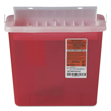 Medline Sharps Container For Patient Room, Plastic, 5 Qt, Rectangular, Red freeshipping - TVN Wholesale